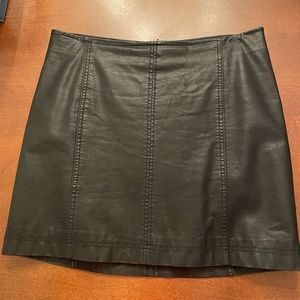 Black vegan leather mini skirt